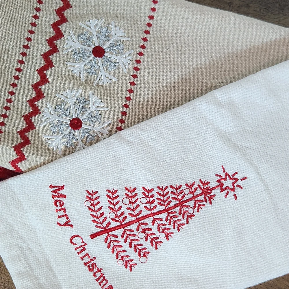 Red Christmas Dish Towels Set of 9 Holiday Dish Towels